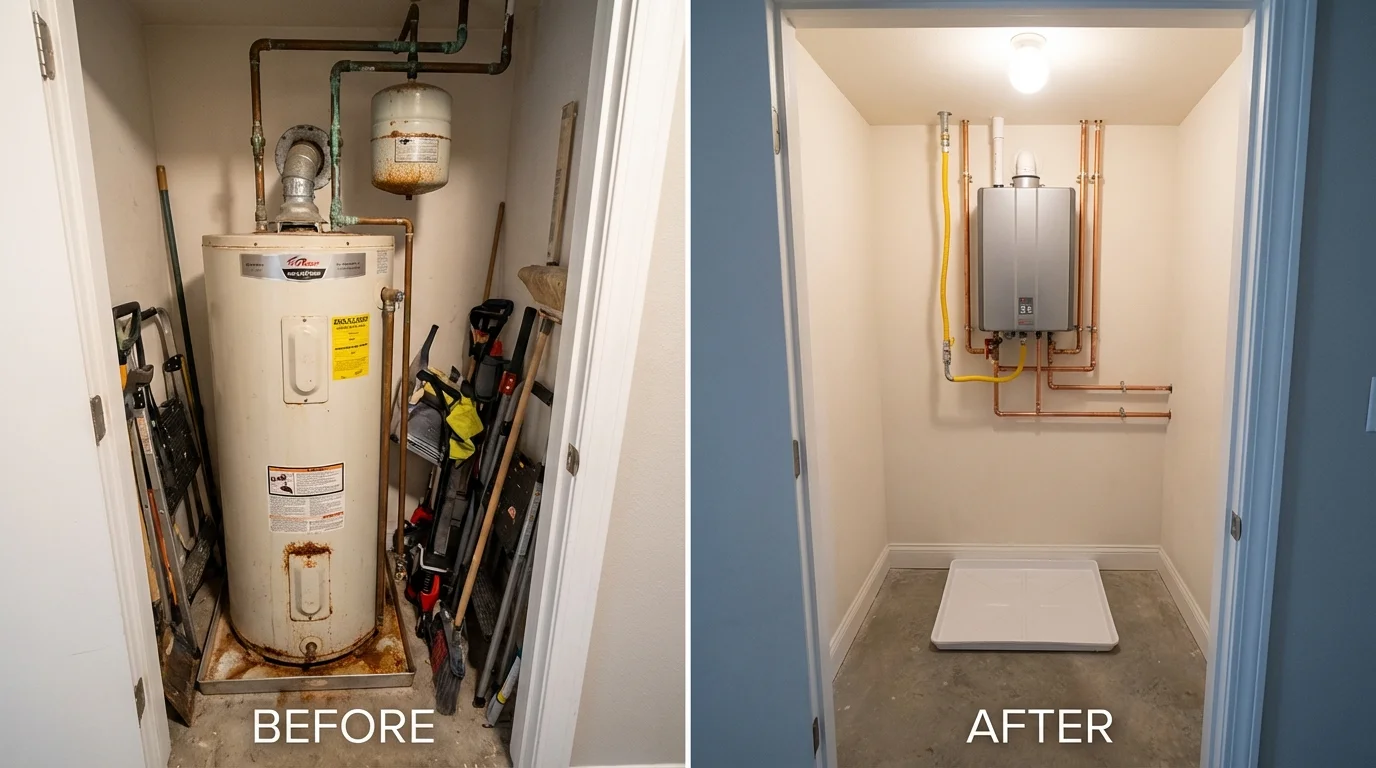 Tank water heater versus wall-mounted tankless unit comparison for Hacienda Heights, CA homeowners